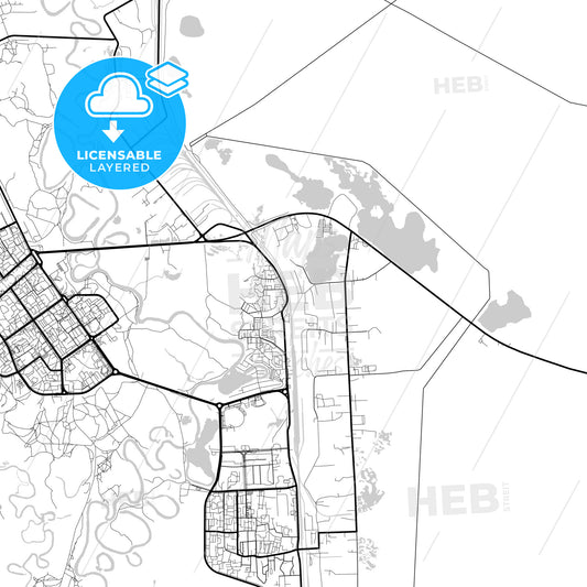 Layered PDF map of Kogalym, Khanty-Mansi Autonomous Okrug-Yugra, Russia