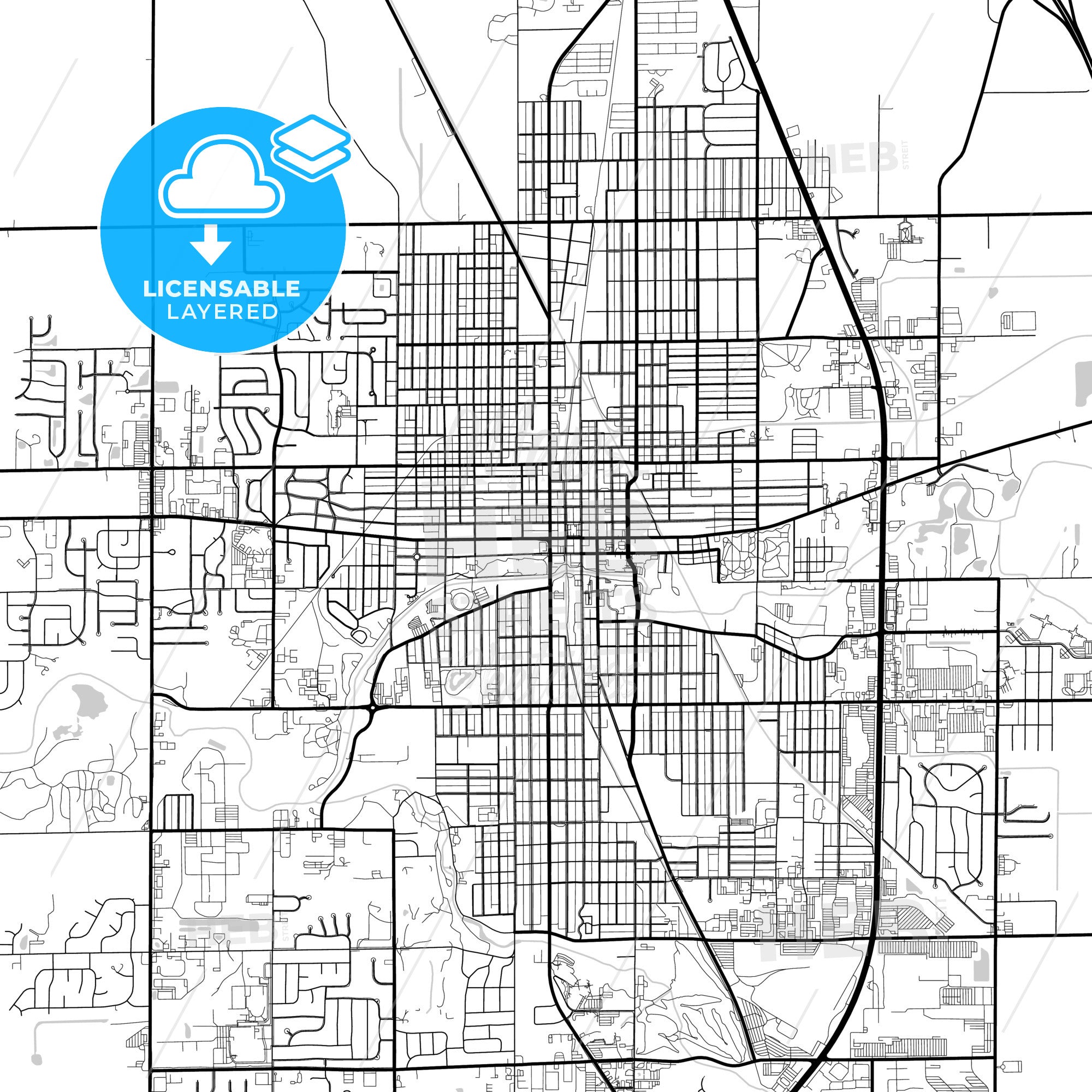 Layered PDF map of Kokomo, Indiana, United States - Vector Download ...