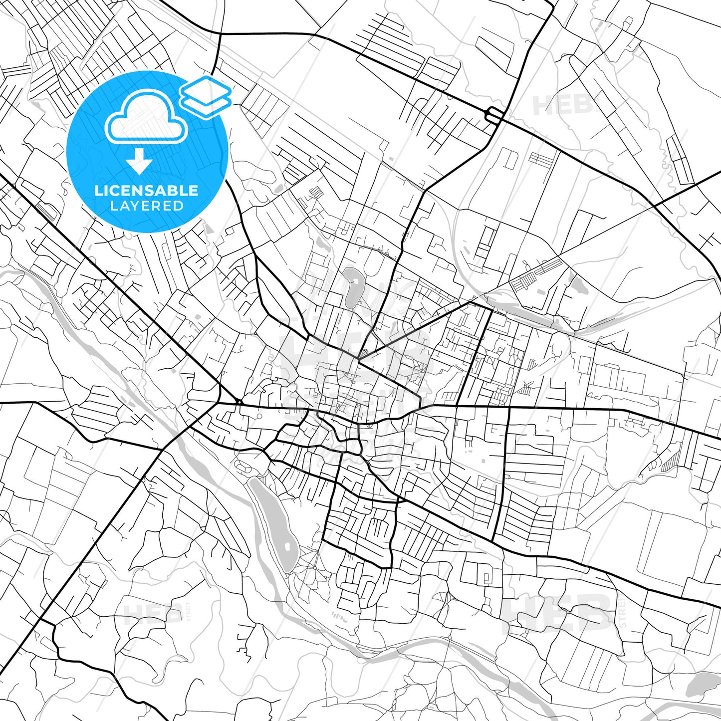 Layered PDF map of Kolomyia, Ivano-Frankivsk Oblast, Ukraine