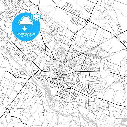 Layered PDF map of Kolomyia, Ivano-Frankivsk Oblast, Ukraine