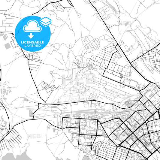 Layered PDF map of Komsomolsk-on-Amur, Khabarovsk Krai, Russia