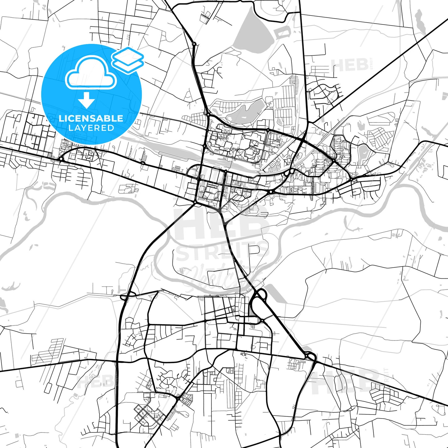 Layered PDF map of Konin, Greater Poland, Poland