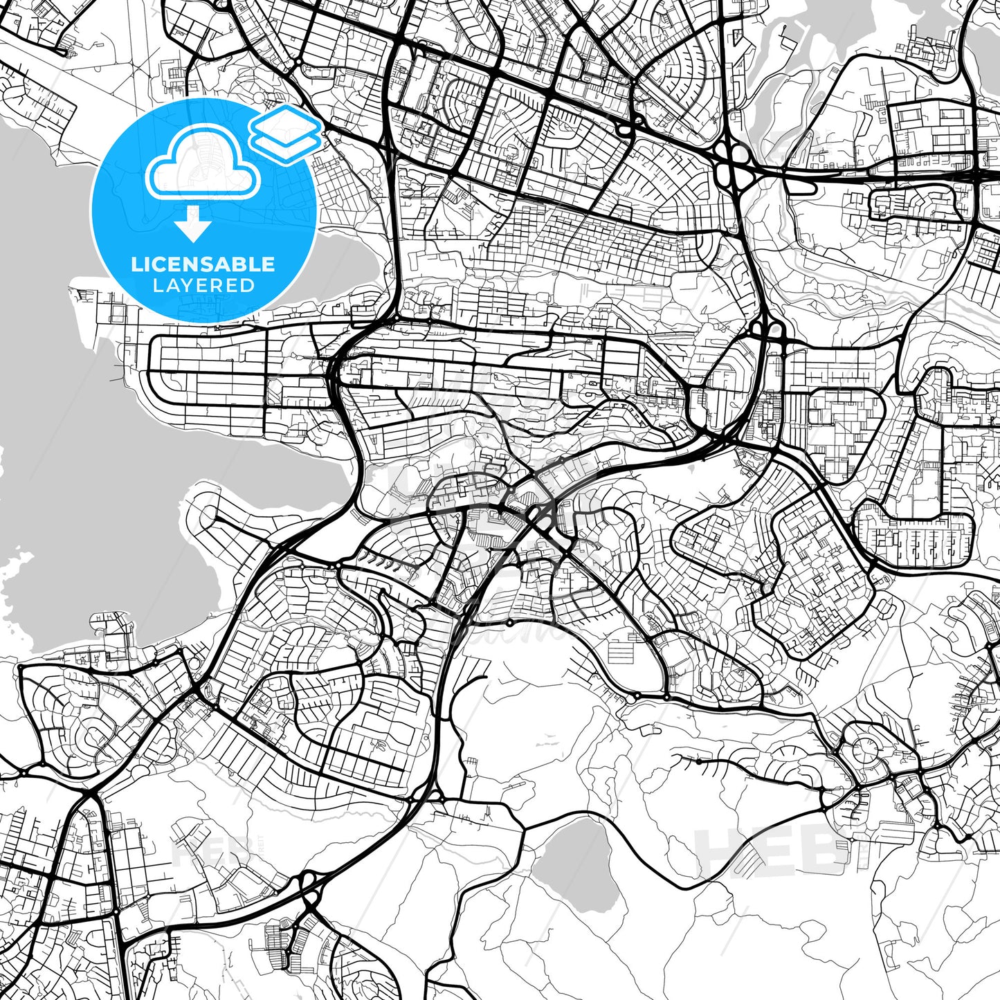 Layered PDF map of Kópavogur, Kópavogur, Iceland