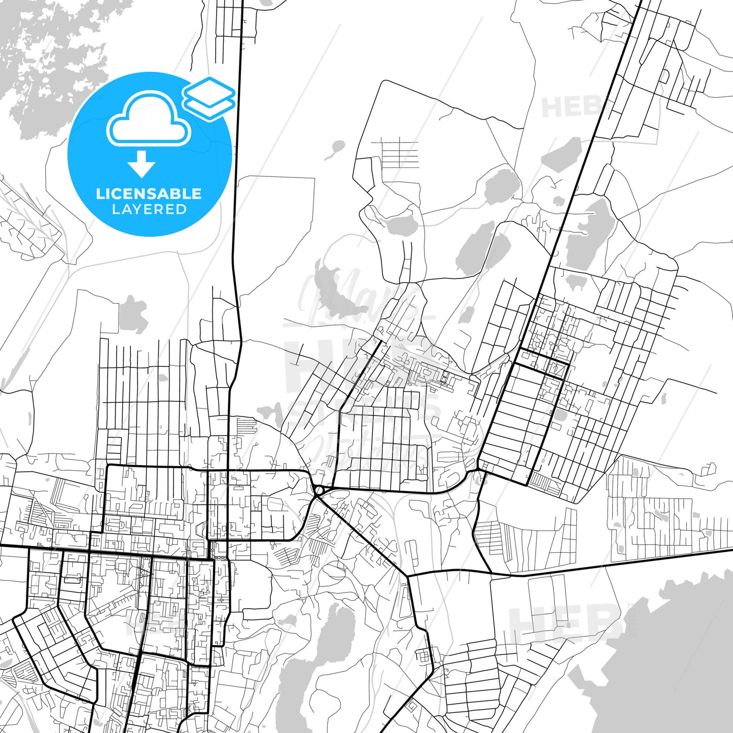 Layered PDF map of Kopeysk, Chelyabinsk Oblast, Russia