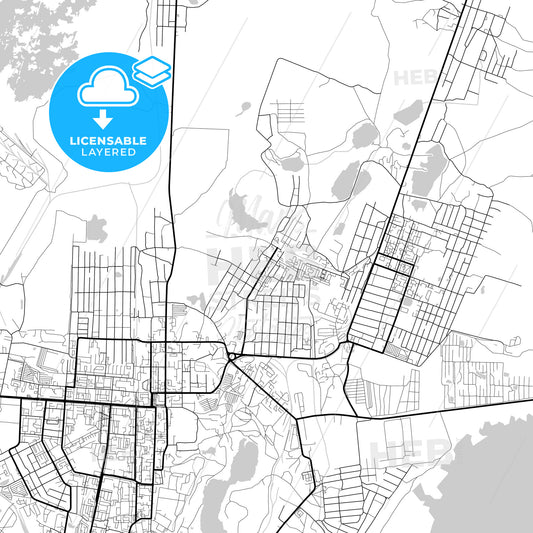 Layered PDF map of Kopeysk, Chelyabinsk Oblast, Russia