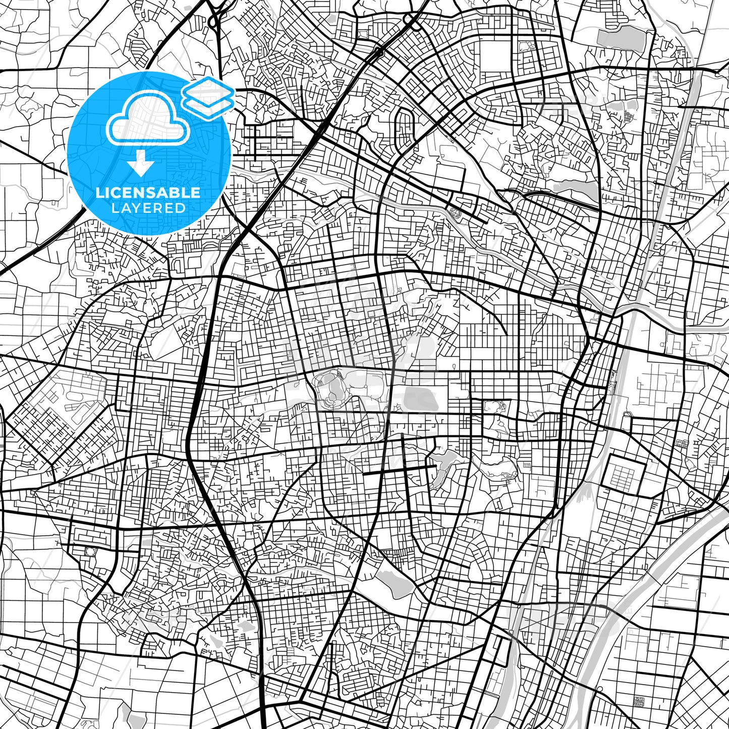 Layered PDF map of Kōriyama, Fukushima, Japan