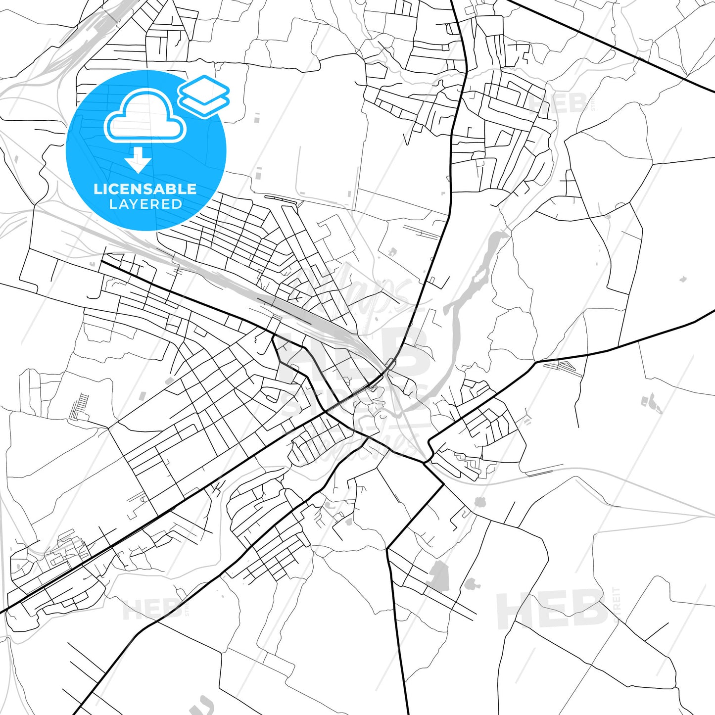 Layered PDF map of Korosten, Zhytomyr Oblast, Ukraine