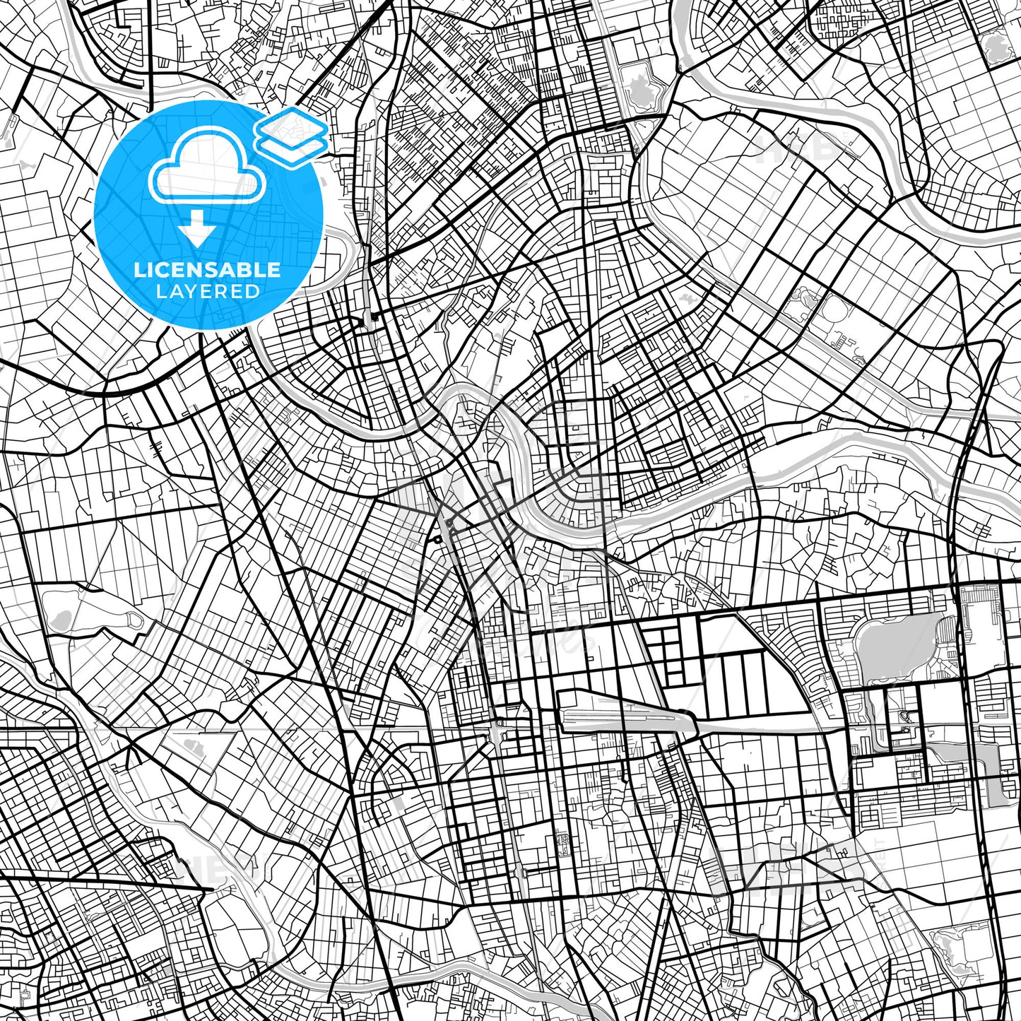 Layered PDF map of Koshigaya, Saitama, Japan