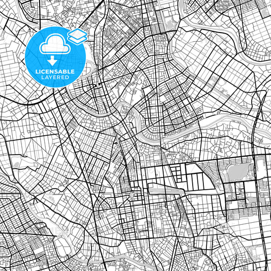 Layered PDF map of Koshigaya, Saitama, Japan