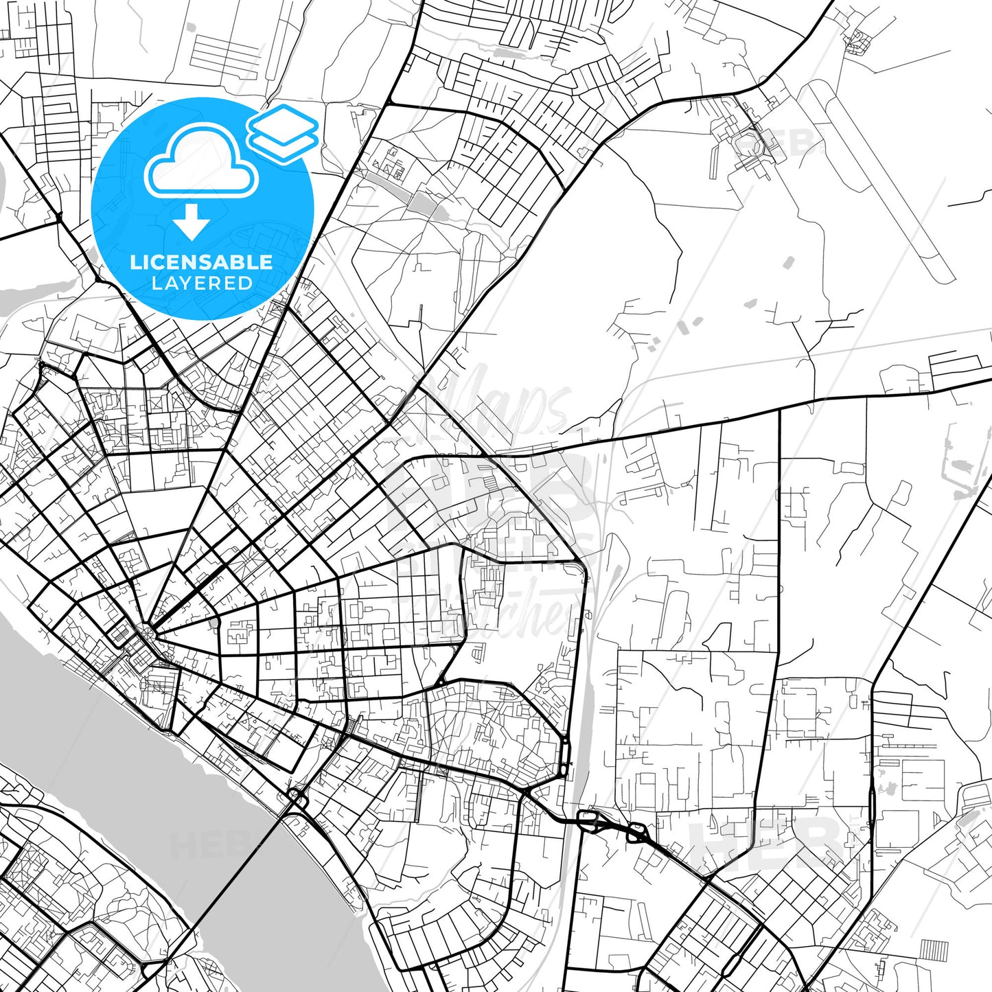 Layered PDF map of Kostroma, Kostroma Oblast, Russia