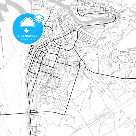 Layered PDF map of Kotlas, Arkhangelsk Oblast, Russia