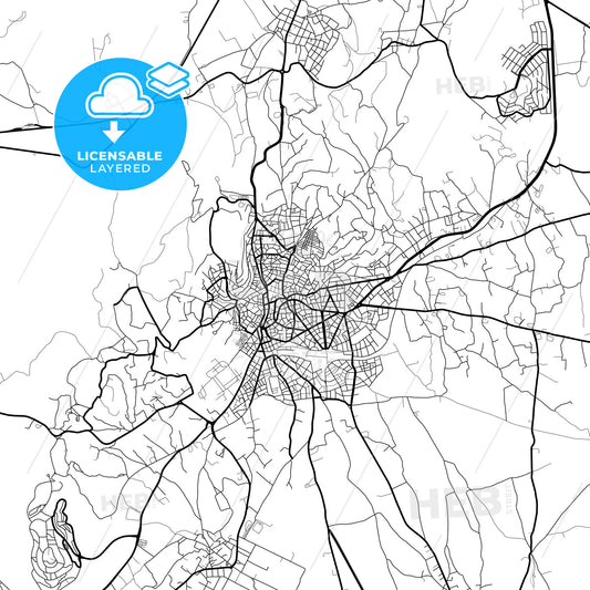 Layered PDF map of Kozani, Western Macedonia, Greece