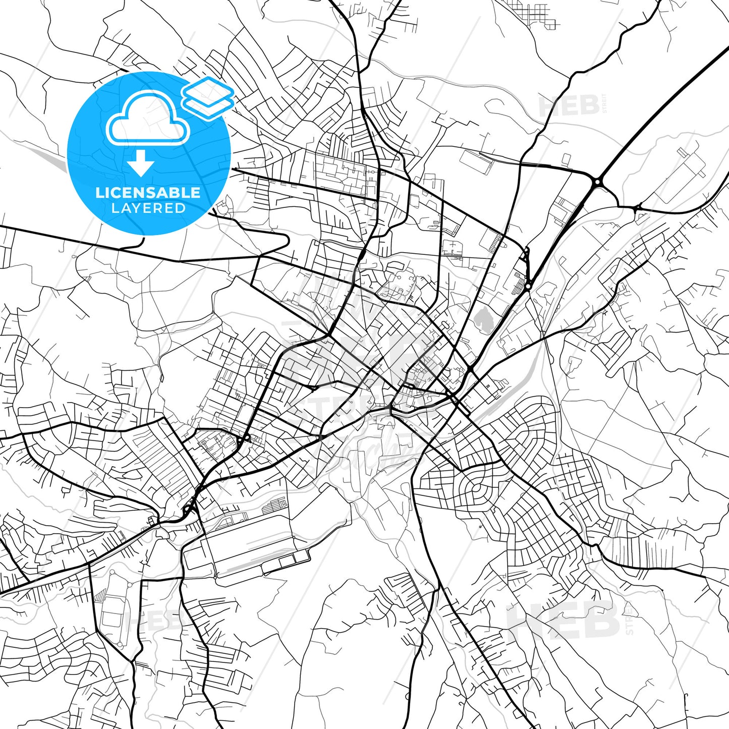 Layered PDF map of Kragujevac, Šumadija, Serbia