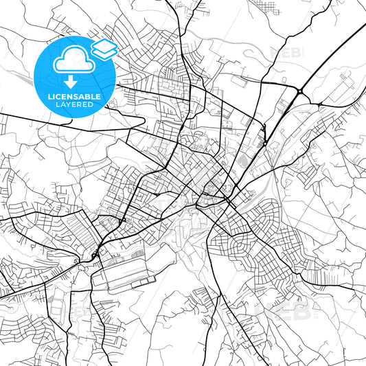 Layered PDF map of Kragujevac, Šumadija, Serbia