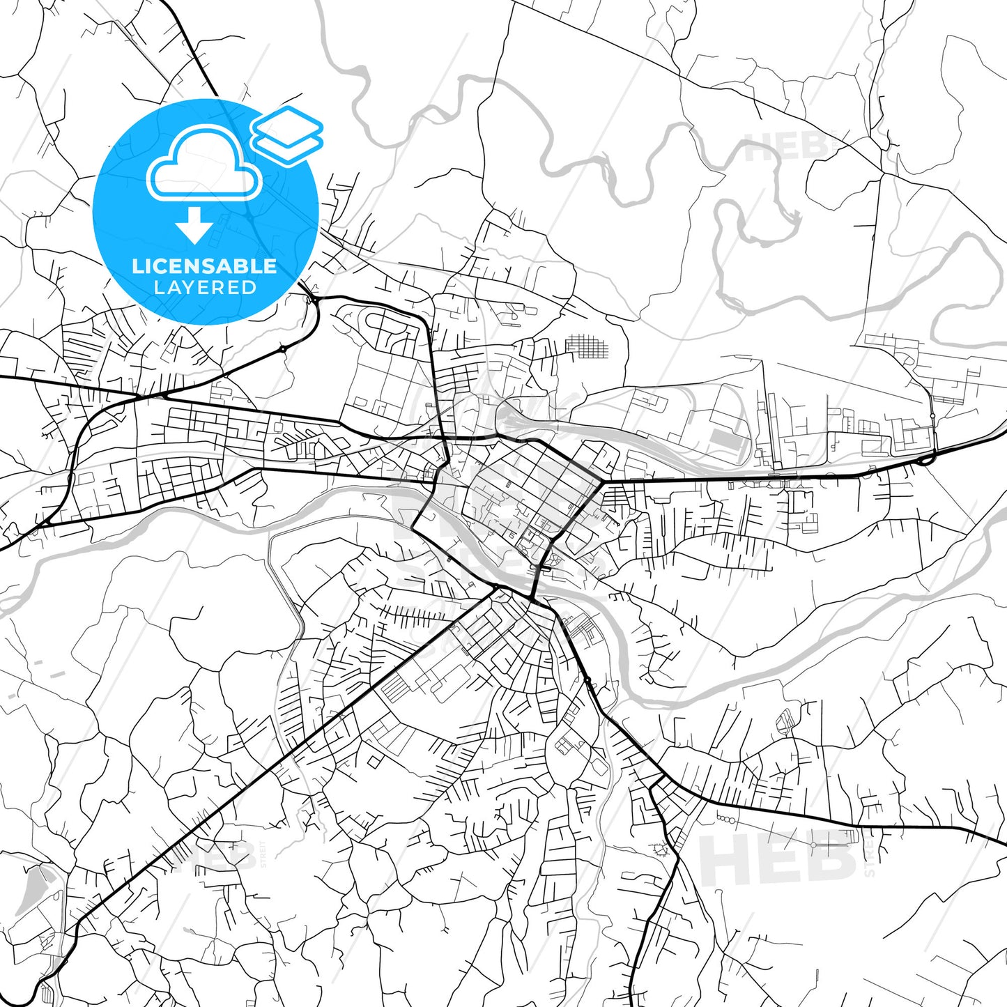 Layered PDF map of Kraljevo, Raška, Serbia