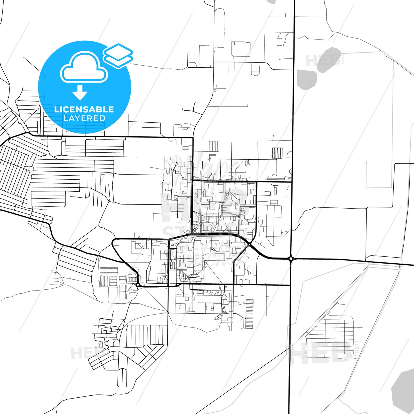 Layered PDF map of Krasnokamensk, Zabaykalsky Krai, Russia