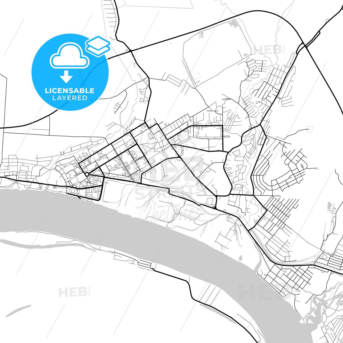 Layered PDF map of Krasnokamsk, Perm Krai, Russia