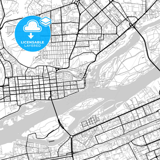 Layered PDF map of Krasnoyarsk, Krasnoyarsk Krai, Russia