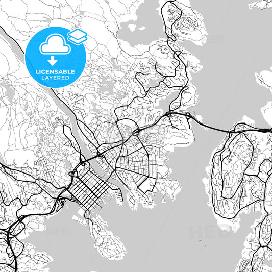 Layered PDF map of Kristiansand, Vest-Agder, Norway