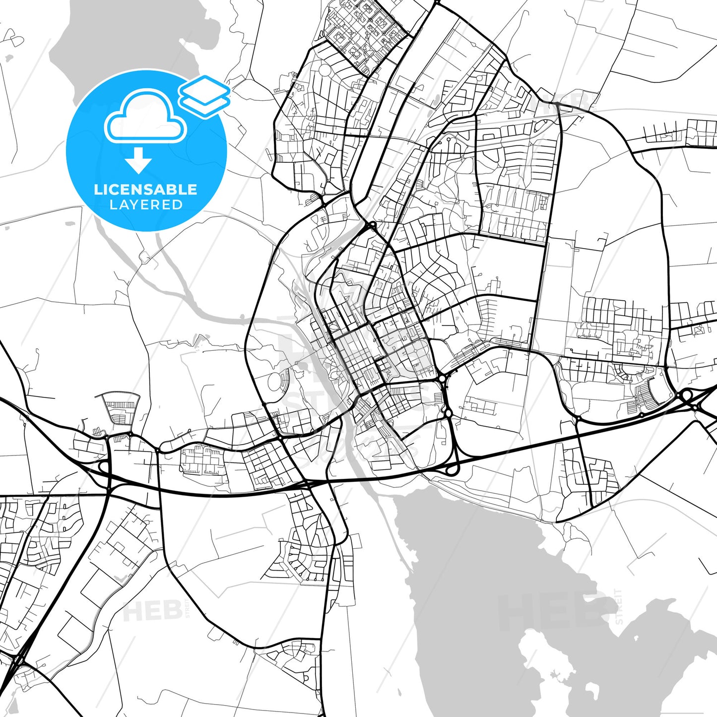 Layered PDF map of Kristianstad, Sweden