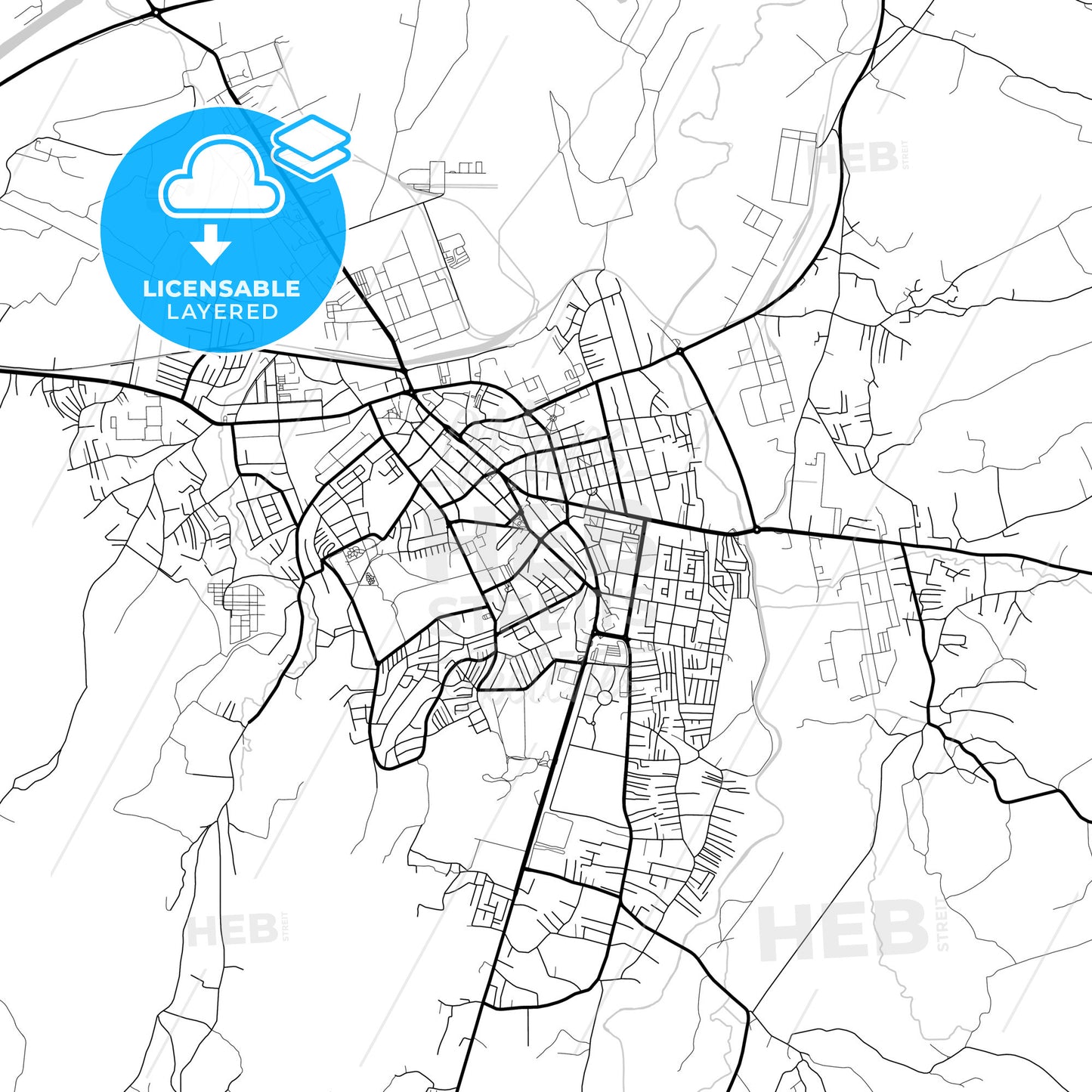 Layered PDF map of Kruševac, Rasina, Serbia