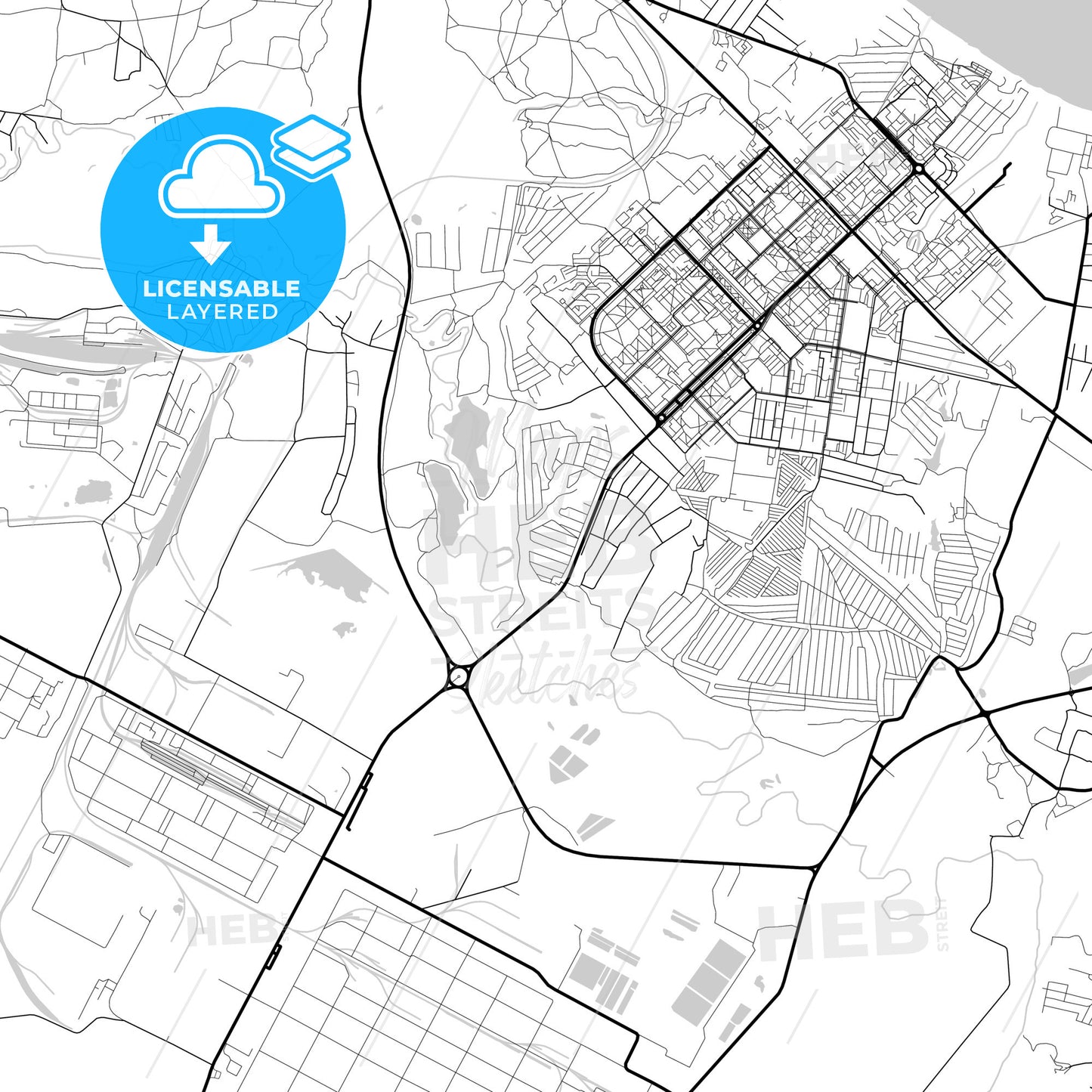 Layered PDF map of Kstovo, Nizhny Novgorod Oblast, Russia