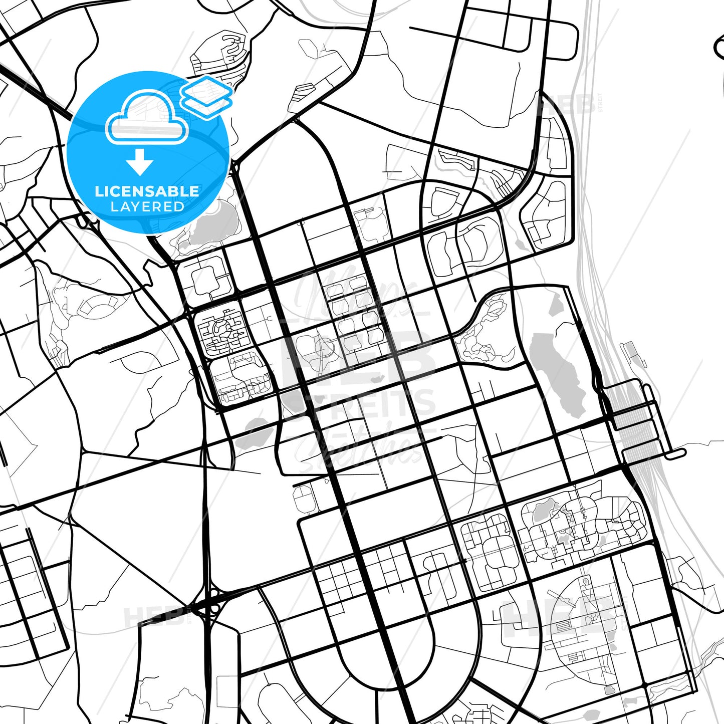 Layered PDF map of Kunming, Yunnan, China