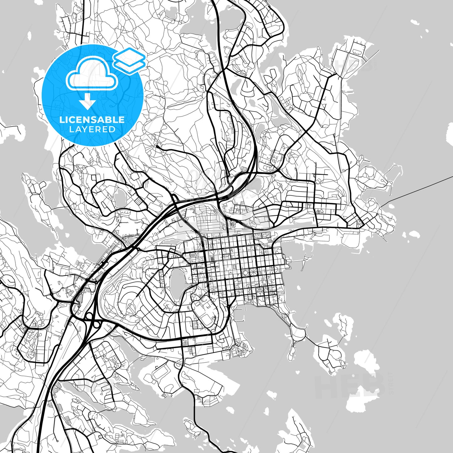 Layered PDF map of Kuopio, Finland