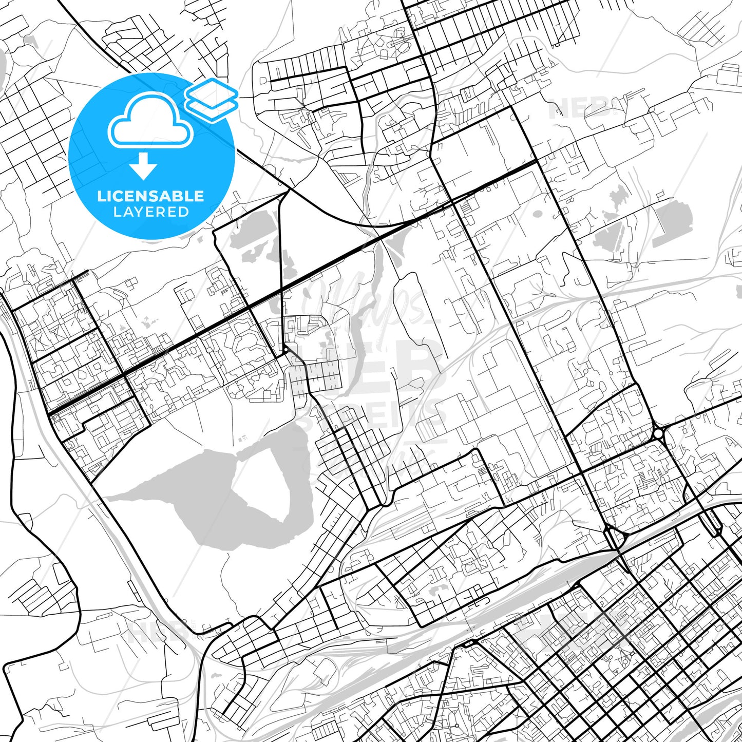 Layered PDF map of Kurgan, Kurgan Oblast, Russia