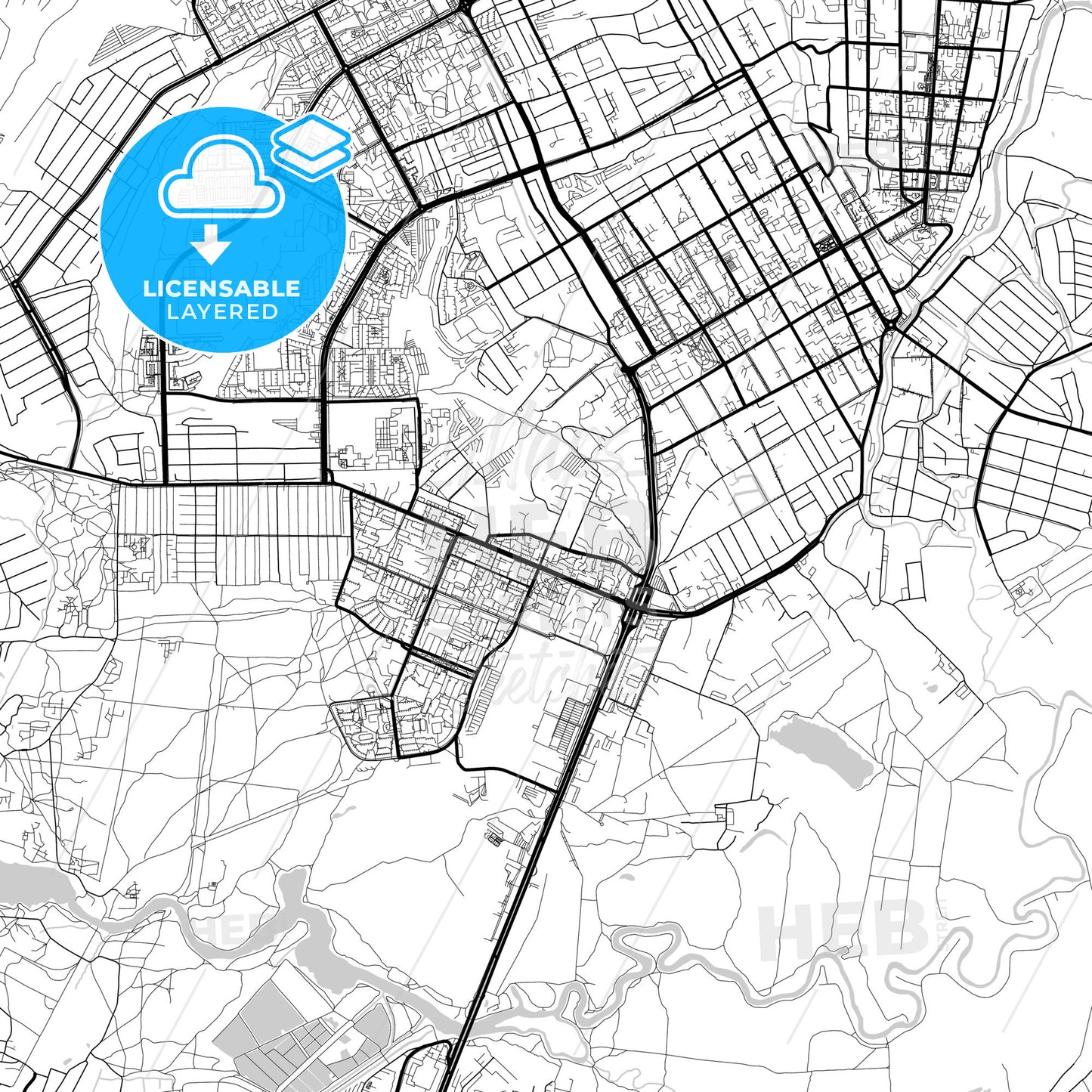 Layered PDF map of Kursk, Kursk Oblast, Russia