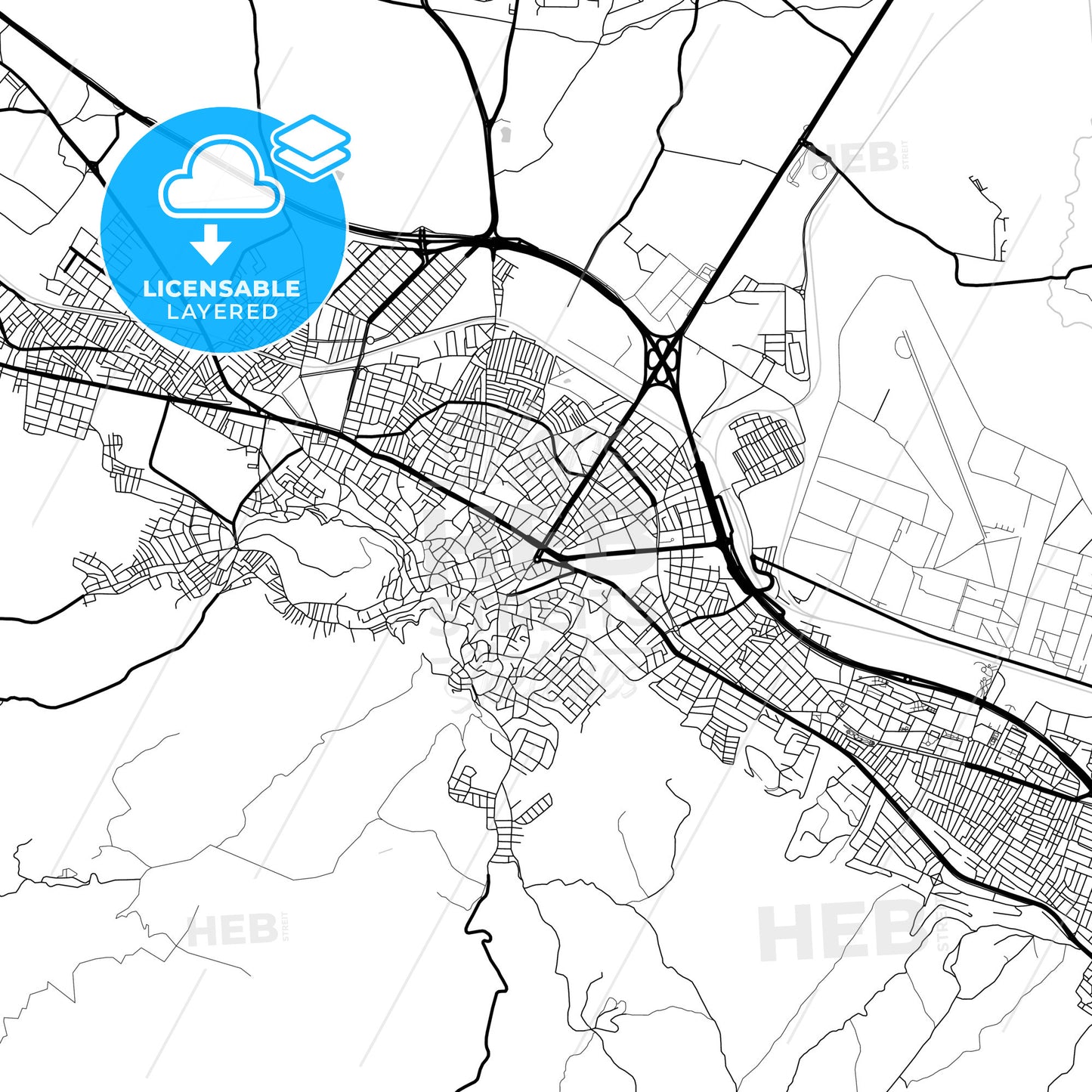 Layered PDF map of Kütahya, Kütahya, Turkey