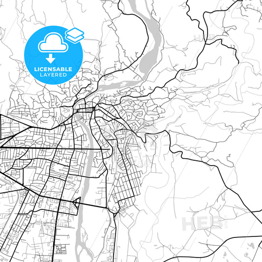 Layered PDF map of Kutaisi, Imereti, Georgia