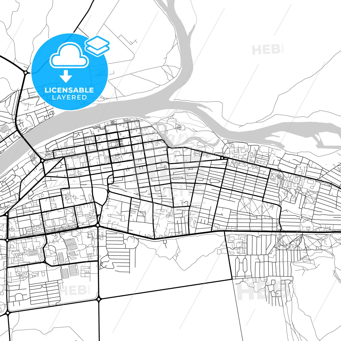 Layered PDF map of Kyzyl, Tuva Republic, Russia