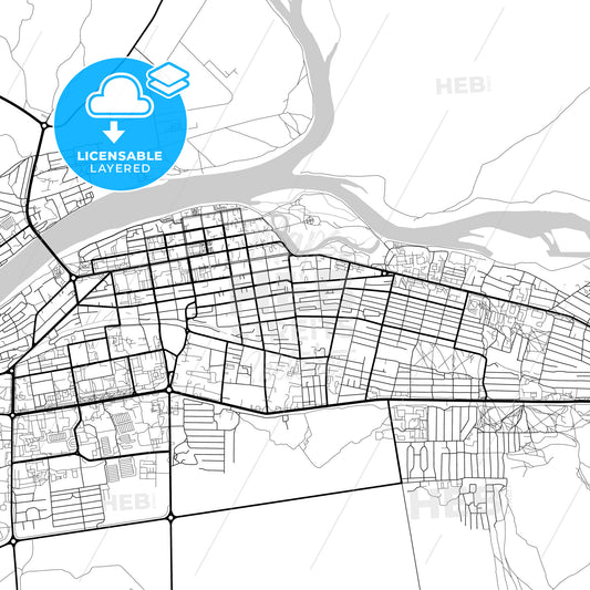 Layered PDF map of Kyzyl, Tuva Republic, Russia