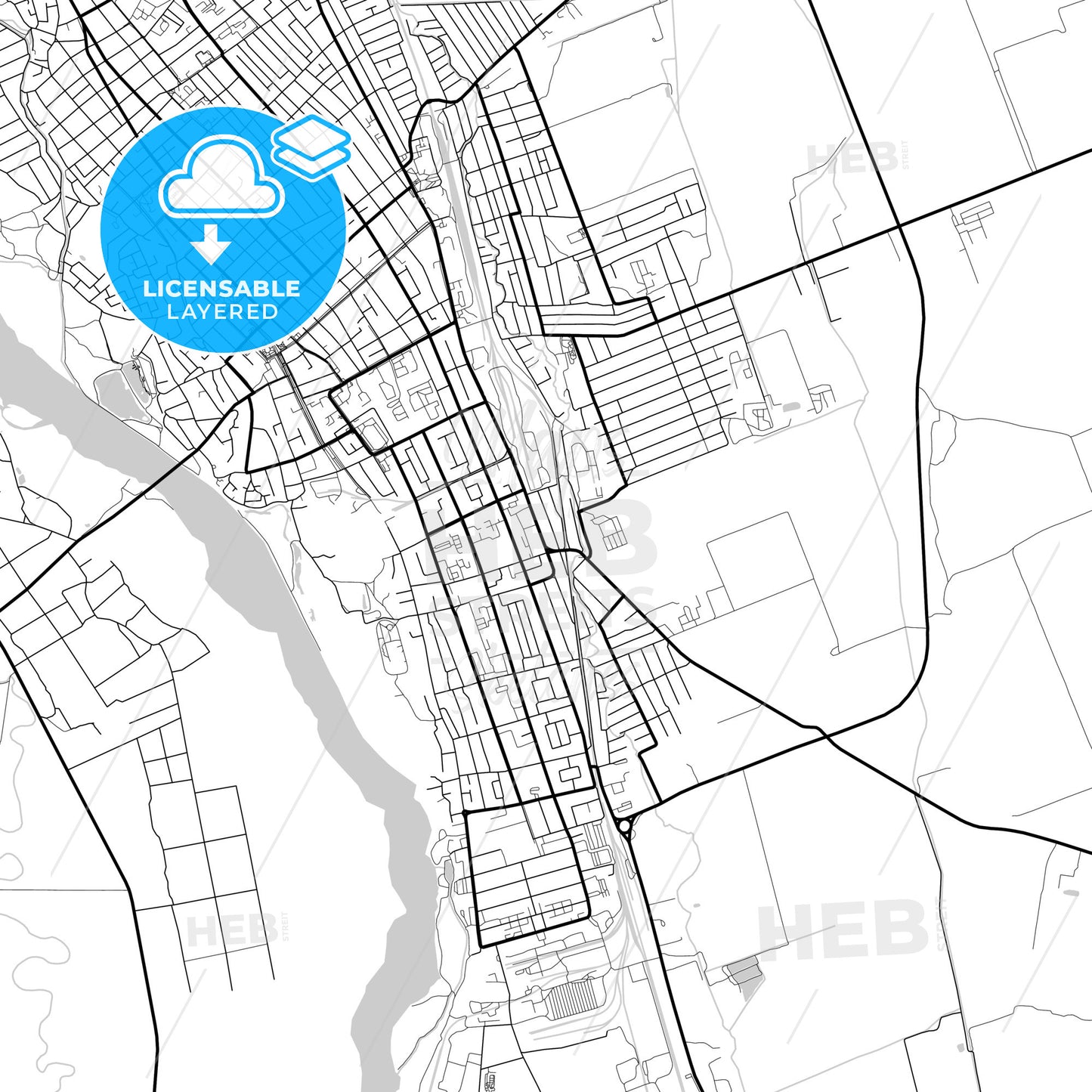 Layered PDF map of Labinsk, Krasnodar Krai, Russia