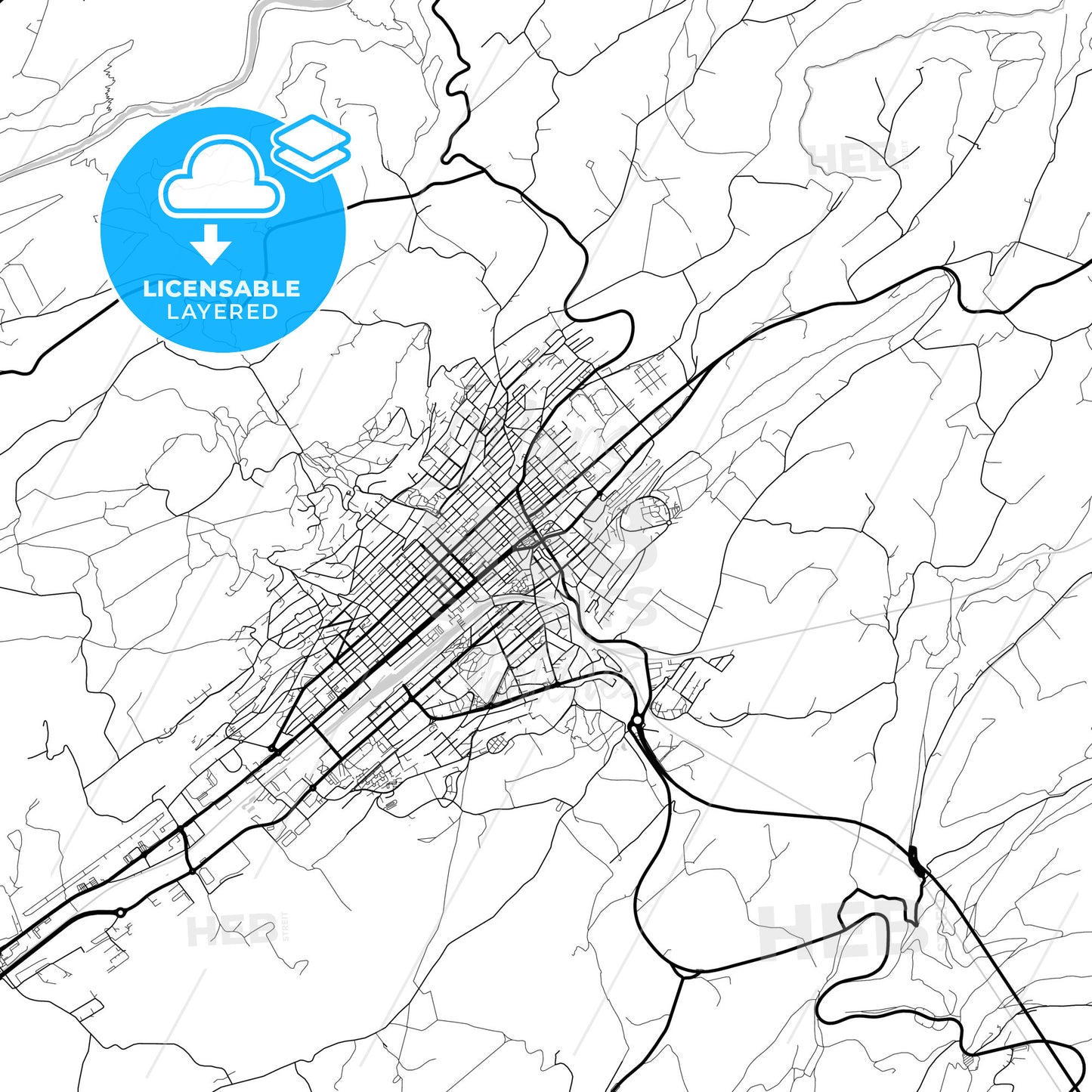 Layered PDF map of La Chaux-de-Fonds, Switzerland