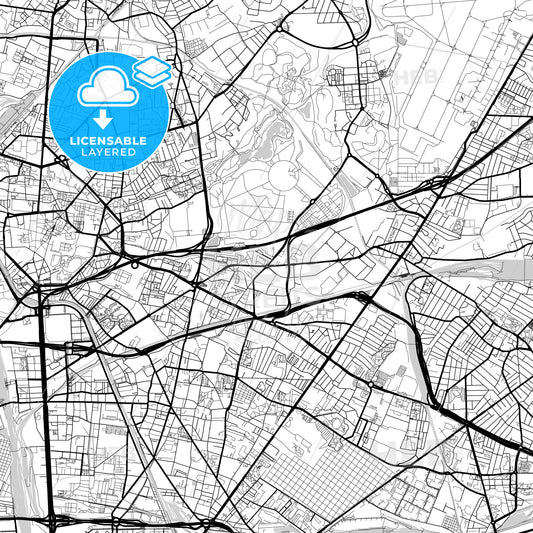 Layered PDF map of La Courneuve, Seine-Saint-Denis, France