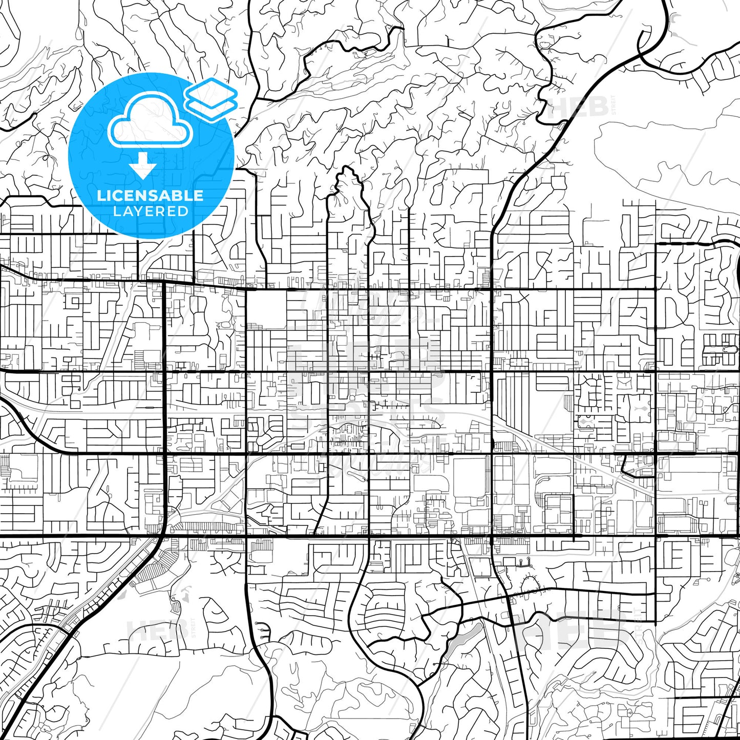 Layered PDF map of La Habra, California, United States