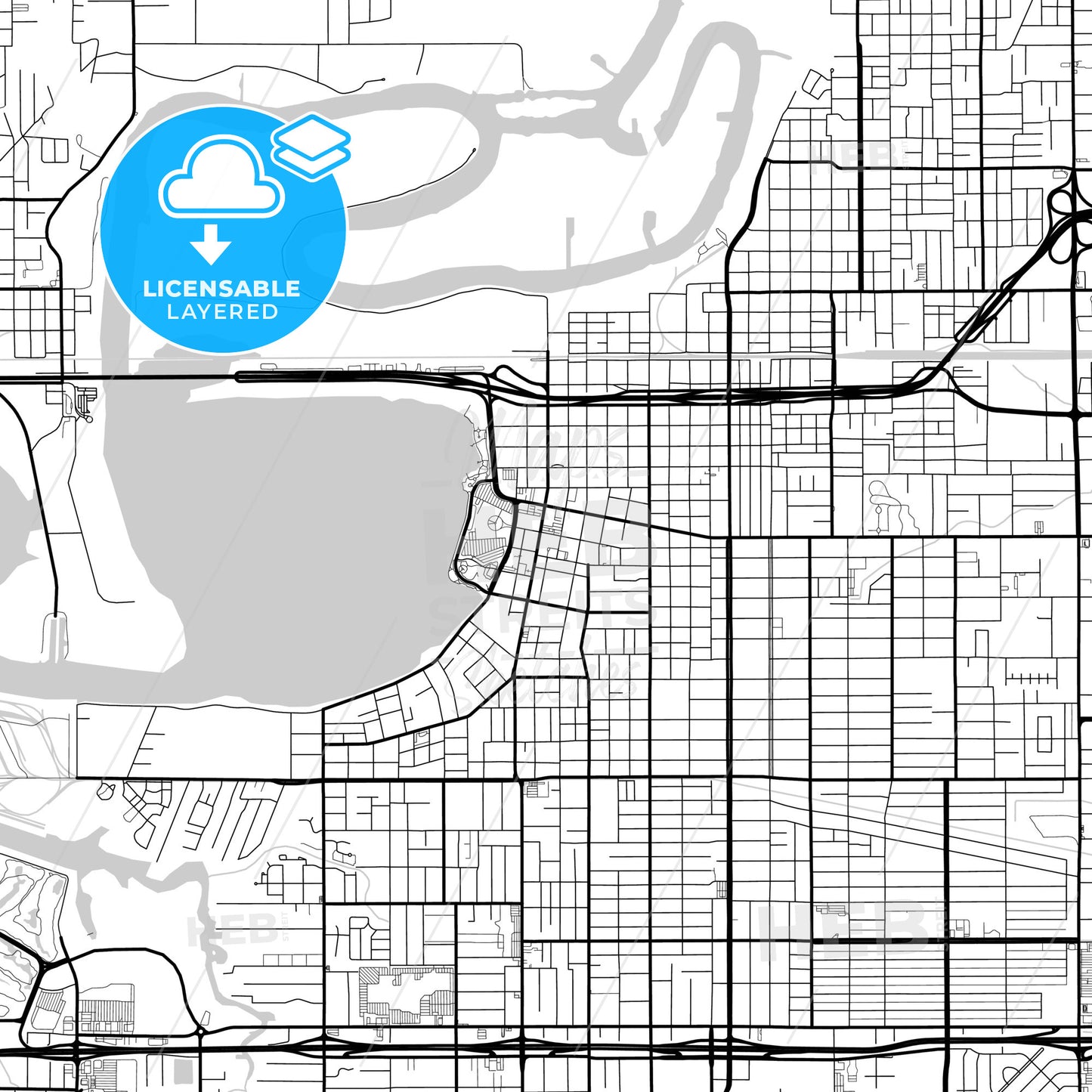 Layered PDF map of Lake Charles, Louisiana, United States