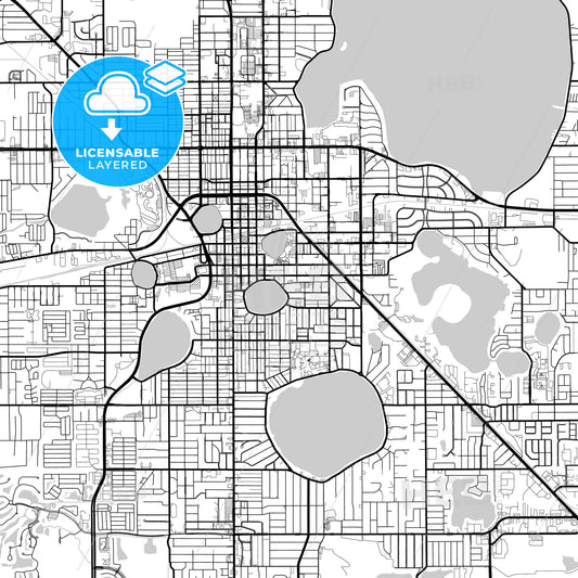 Layered PDF map of Lakeland, Florida, United States