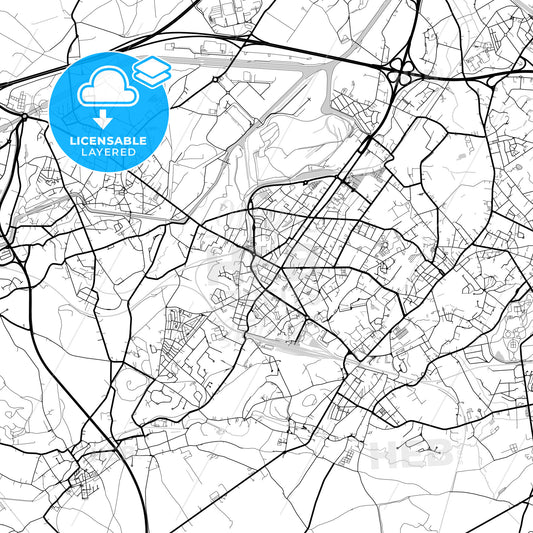 Layered PDF map of La Louvière, Hainaut, Belgium