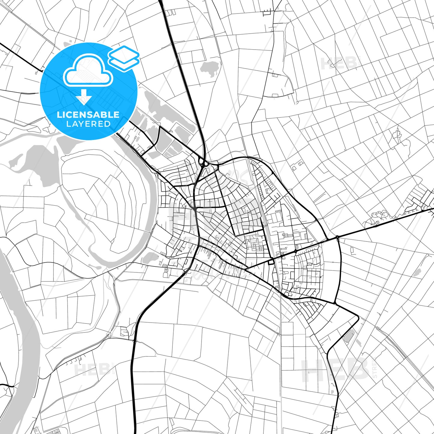 Layered PDF map of Lampertheim, Hesse, Germany