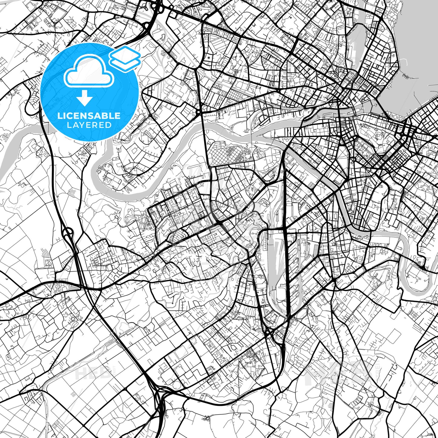 Layered PDF map of Lancy, Switzerland