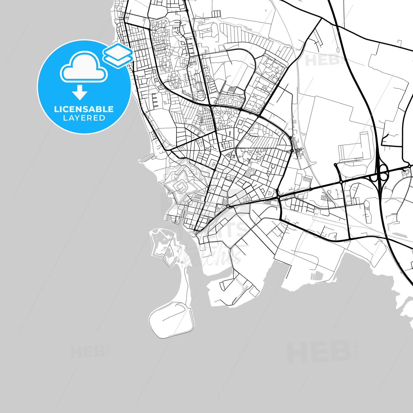 Layered PDF map of Landskrona, Sweden