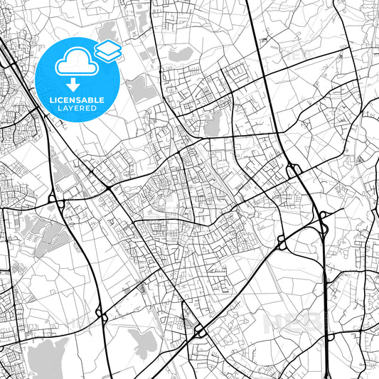 Layered PDF map of Langenfeld (Rheinland), North Rhine-Westphalia, Germany