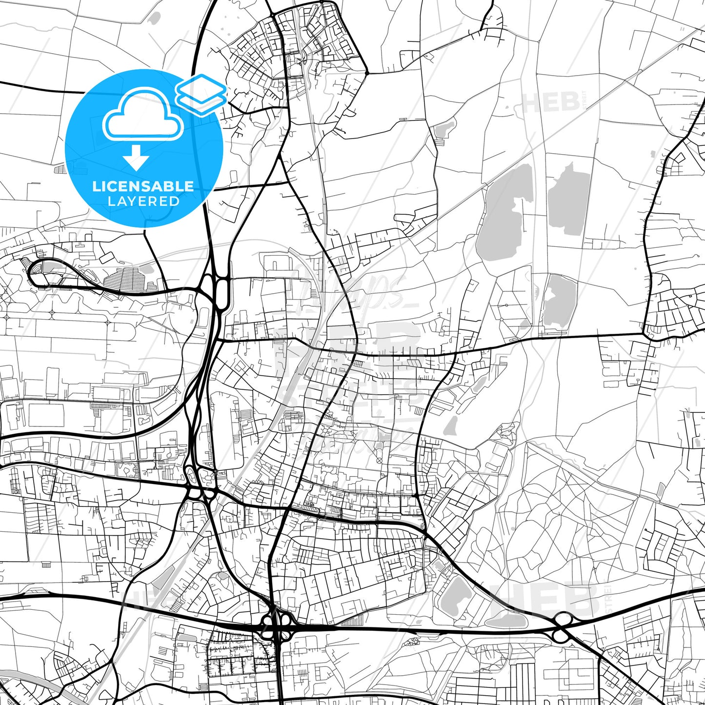 Layered PDF map of Langenhagen, Lower Saxony, Germany