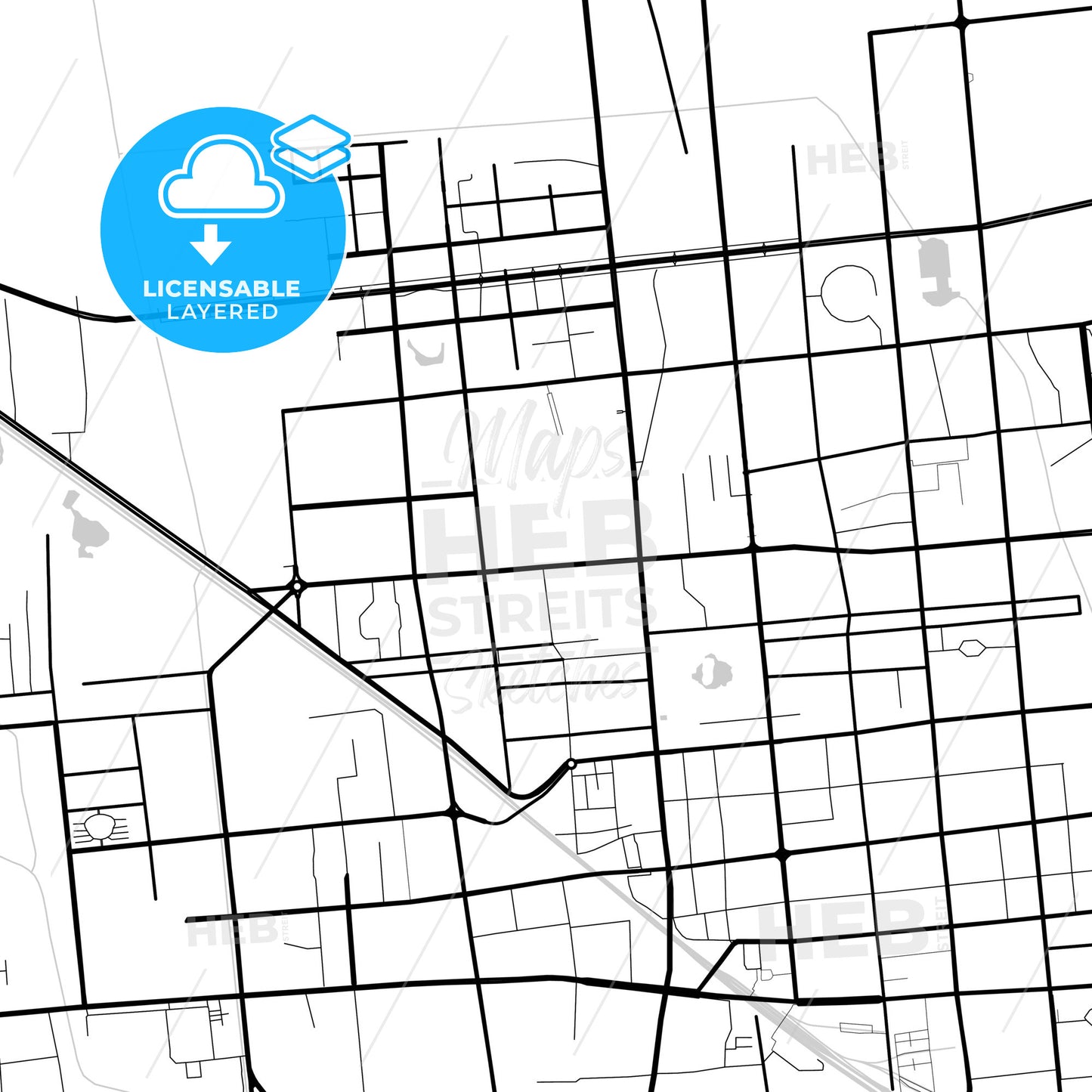 Layered PDF map of Langfang, Hebei, China