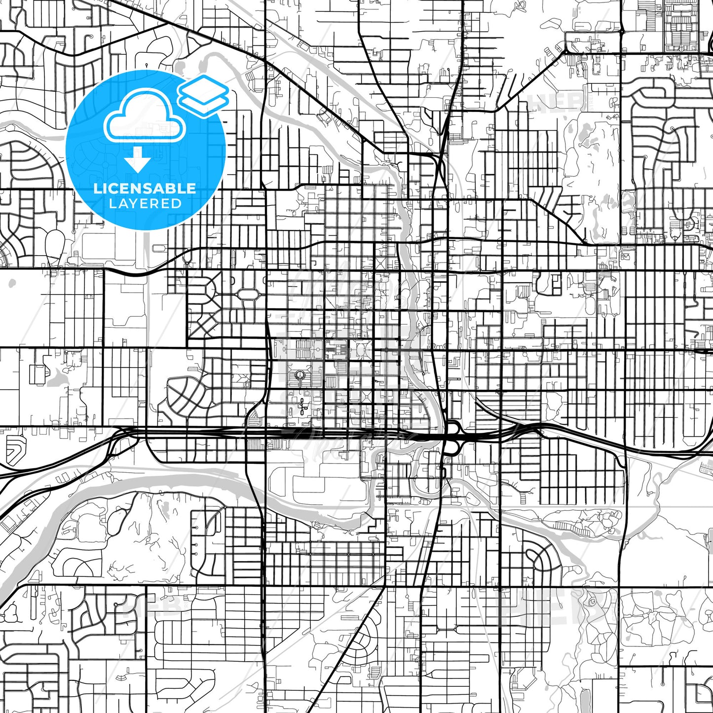 Layered PDF map of Lansing, Michigan, United States