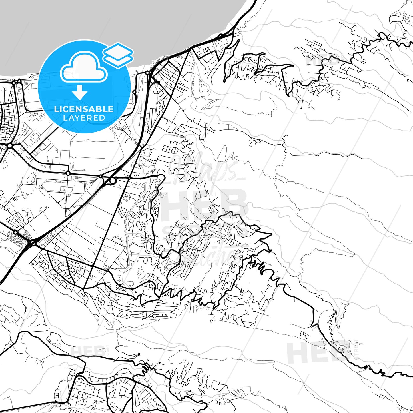 Layered PDF map of La Possession, Réunion, France