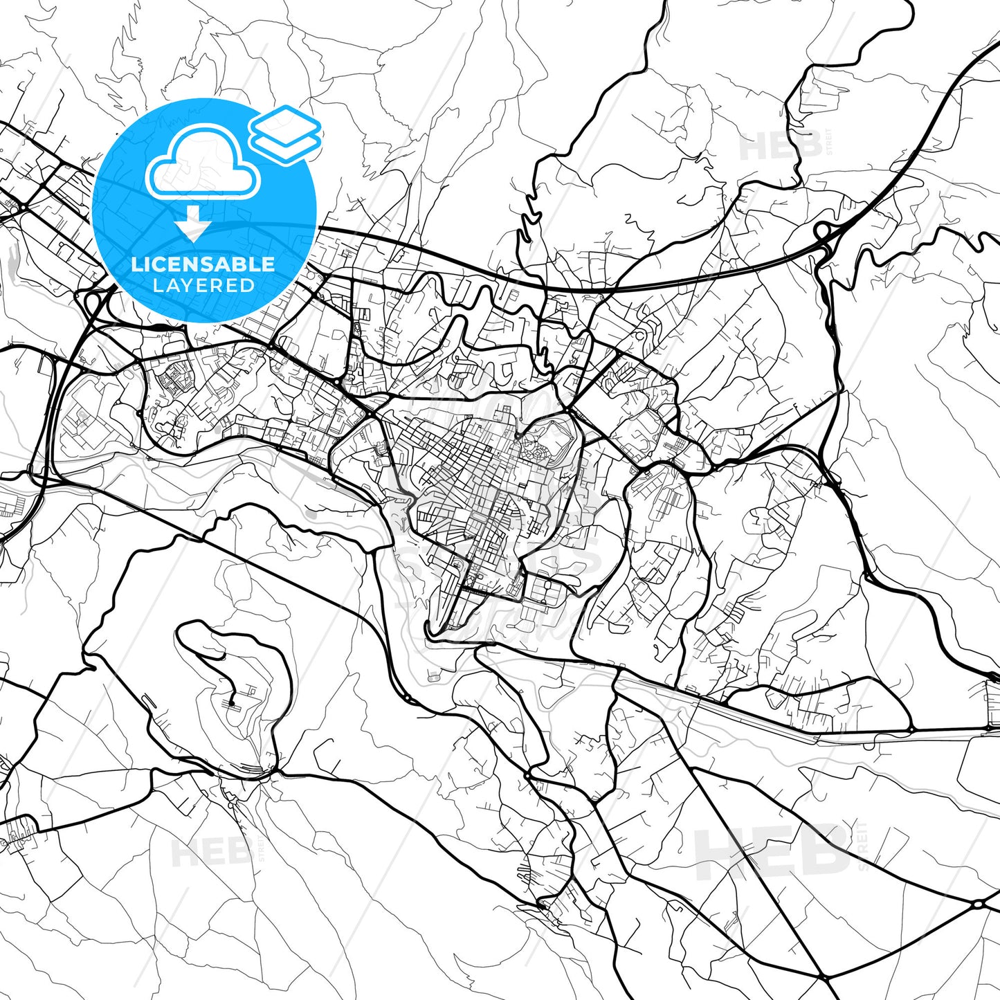 Layered PDF map of L Aquila, Abruzzo, Italy